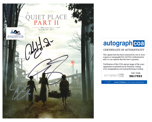 JOHN KRASINSKI, BLUNT, HOUNSOU AUTOGRAPH SIGNED 8X10 PHOTO A QUIET PLACE 2 ACOA