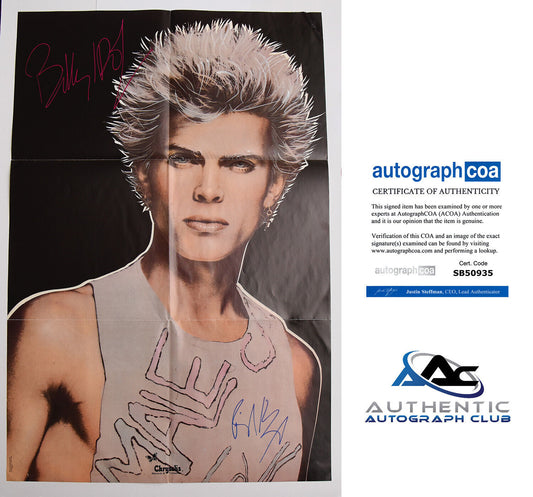 BILLY IDOL AUTOGRAPH SIGNED 22X33 VINTAGE 1983 POSTER ACOA