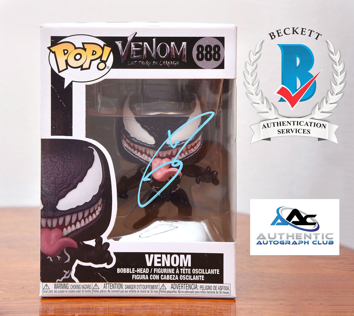 TOM HARDY AUTOGRAPH SIGNED MARVEL VENOM FUNKO POP #888 BECKETT BAS