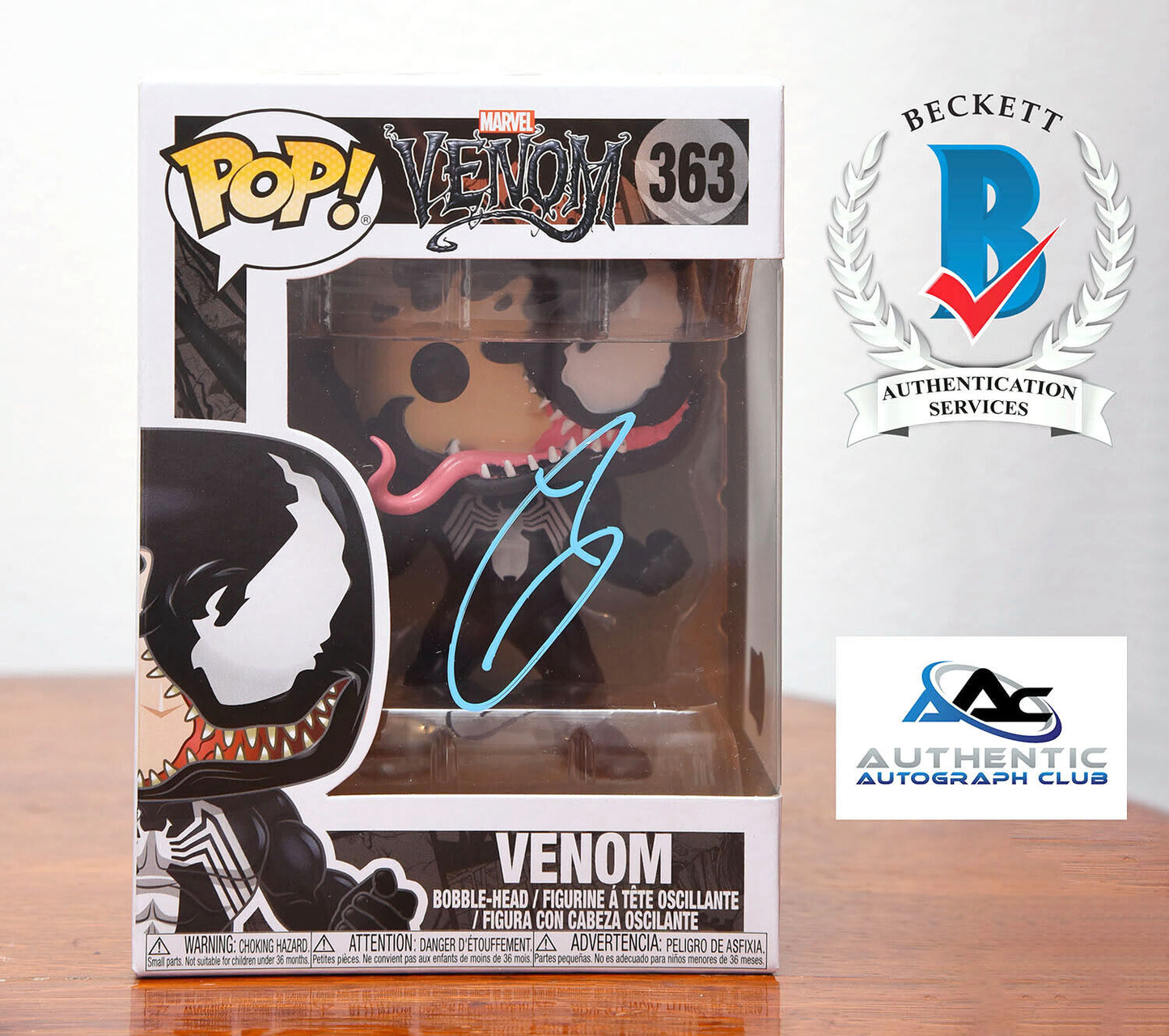 TOM HARDY AUTOGRAPH SIGNED MARVEL VENOM FUNKO POP #363 BECKETT BAS