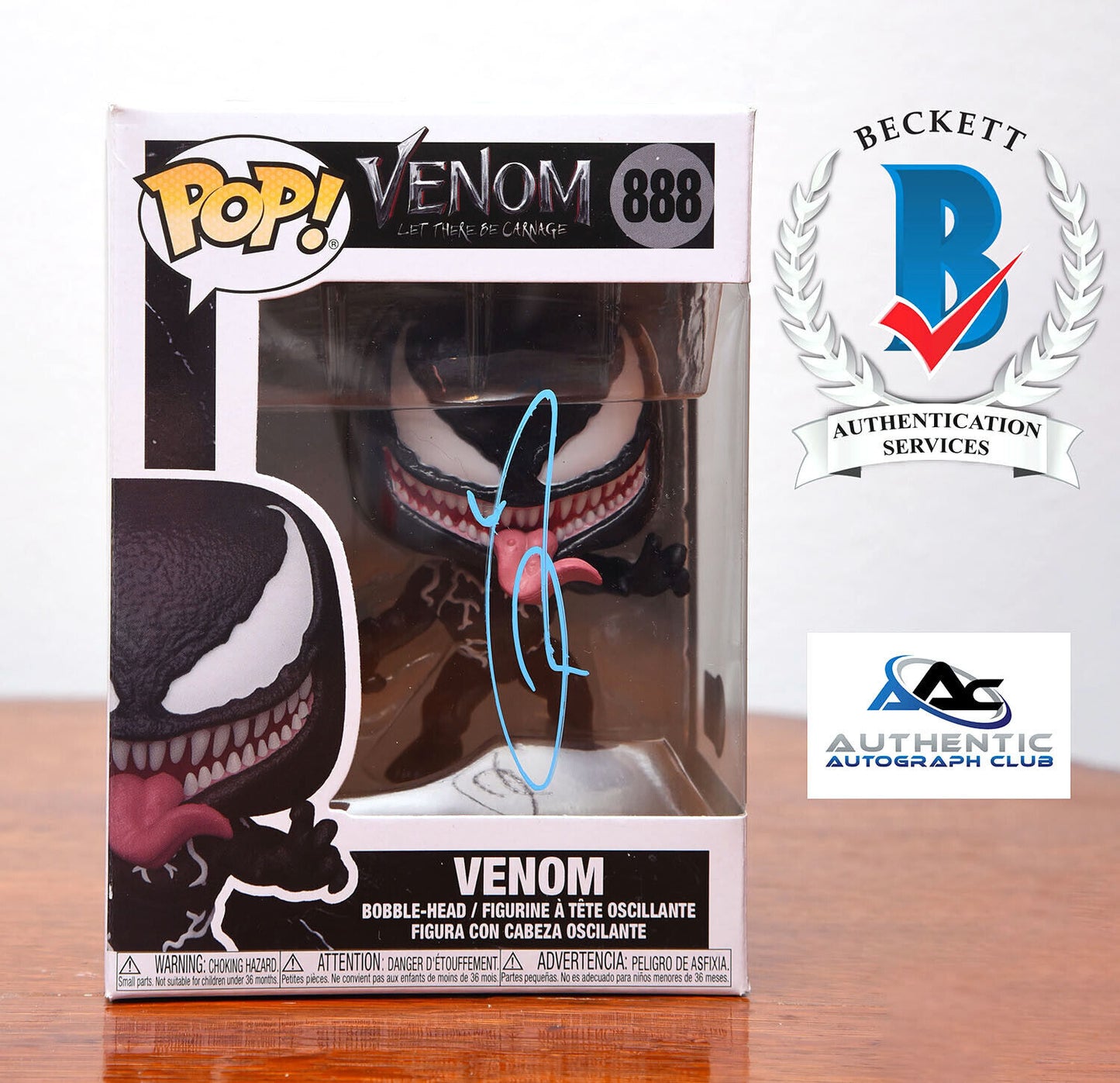 TOM HARDY AUTOGRAPH SIGNED MARVEL VENOM FUNKO POP #888 BECKETT BAS