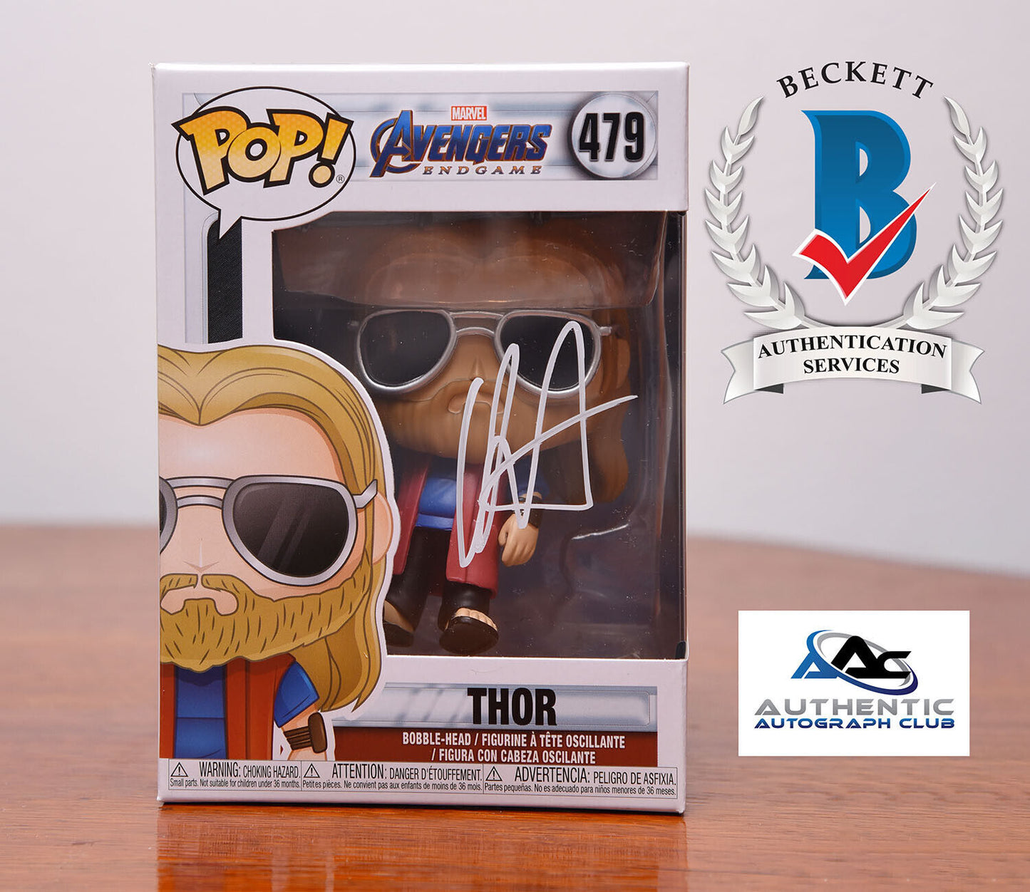 CHRIS HEMSWORTH AUTOGRAPH SIGNED MARVEL AVENGERS THOR FUNKO POP #479 BECKETT BAS