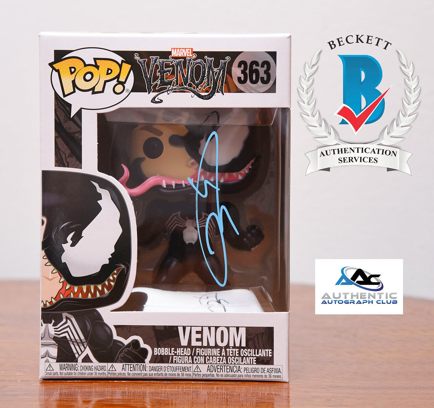 TOM HARDY AUTOGRAPH SIGNED MARVEL VENOM FUNKO POP #363 BECKETT BAS