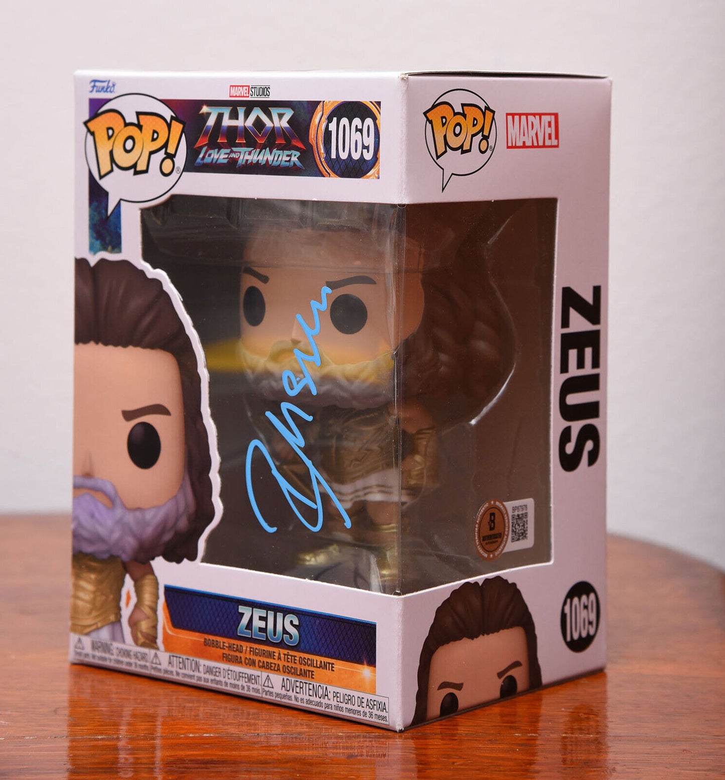 RUSSELL CROWE AUTOGRAPH SIGNED MARVEL THOR LOVE ZEUS FUNKO POP #1069 BECKETT BAS