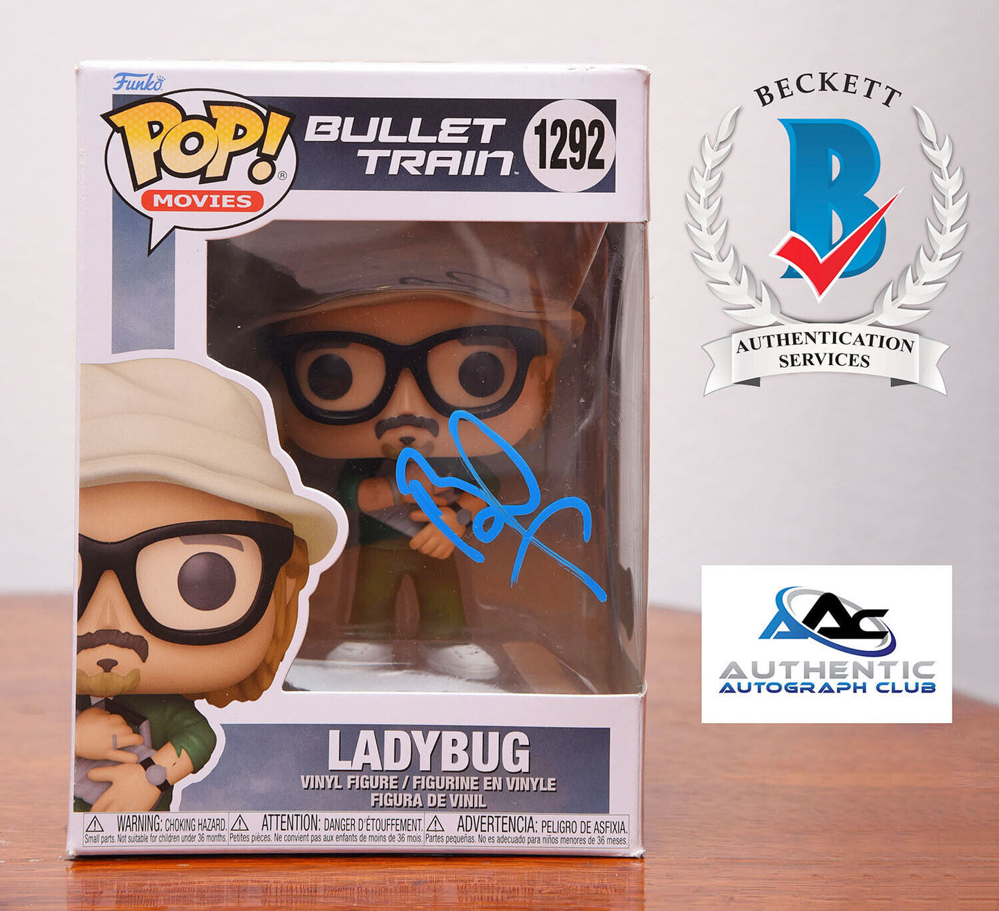 BRAD PITT AUTOGRAPH SIGNED BULLET TRAIN LADYBUG FUNKO POP #1292 BECKETT BAS