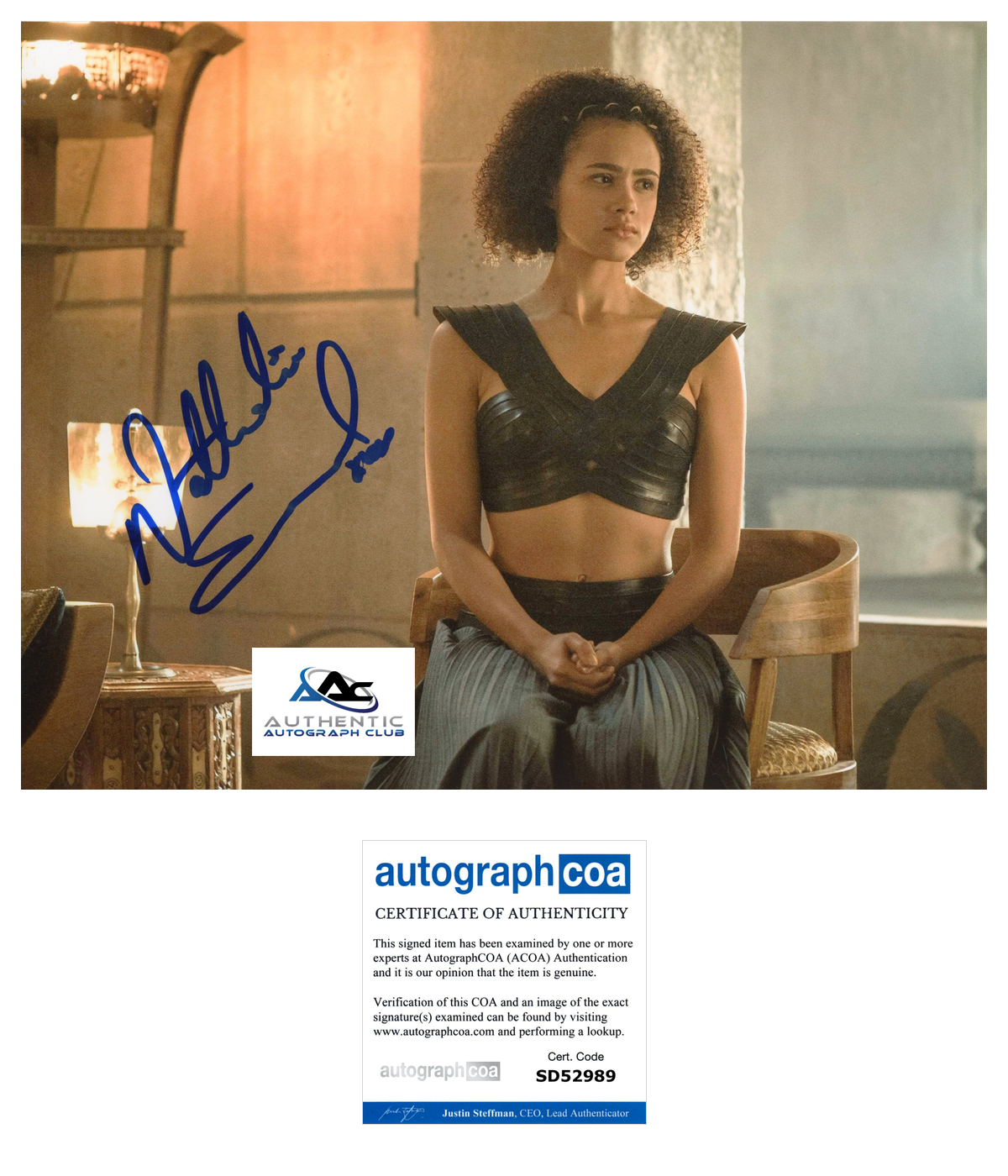 NATHALIE EMMANUEL AUTOGRAPH SIGNED 8X10 PHOTO GAME OF THRONES ACOA