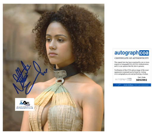 NATHALIE EMMANUEL AUTOGRAPH SIGNED 8X10 PHOTO GAME OF THRONES ACOA