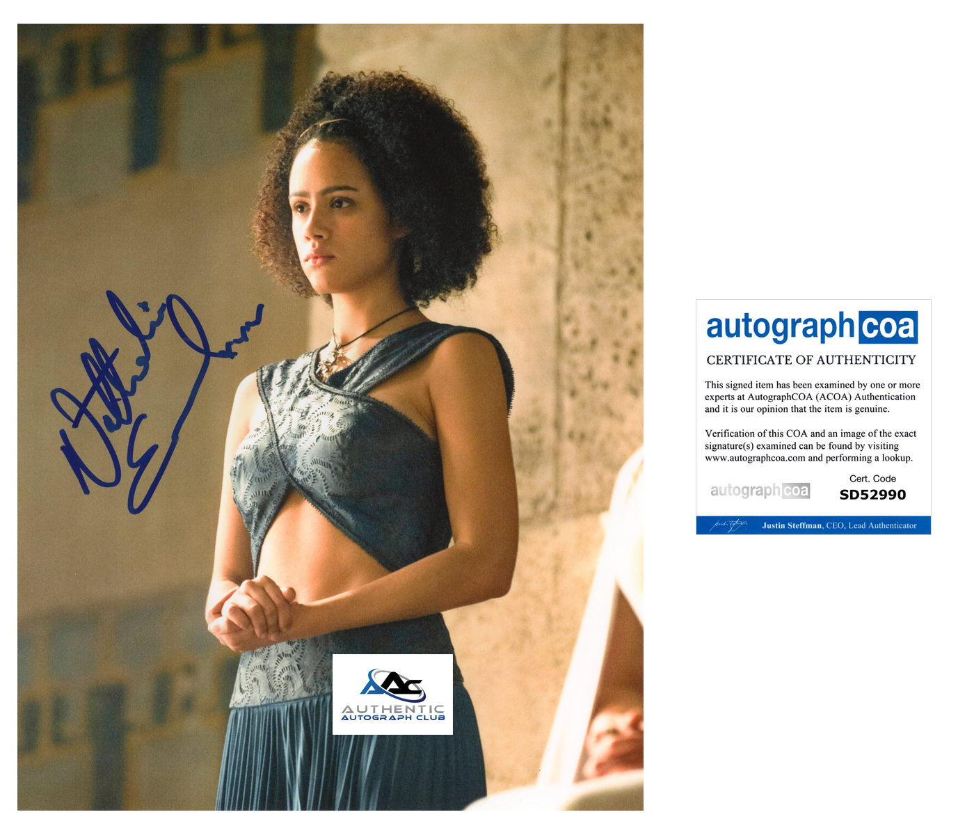 NATHALIE EMMANUEL AUTOGRAPH SIGNED 8X10 PHOTO GAME OF THRONES ACOA