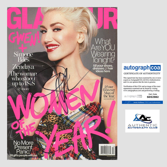 GWEN STEFANI AUTOGRAPH SIGNED GLAMOUR MAGAZINE ACOA