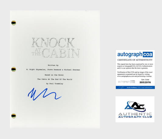 M. NIGHT SHYAMALAN AUTOGRAPH SIGNED KNOCK AT THE CABIN FULL SCRIPT ACOA