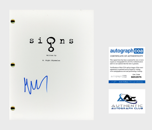 M. NIGHT SHYAMALAN AUTOGRAPH SIGNED SIGNS FULL SCRIPT ACOA