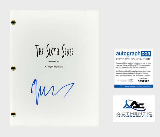 M. NIGHT SHYAMALAN AUTOGRAPH SIGNED THE SIXTH SENSE FULL SCRIPT ACOA