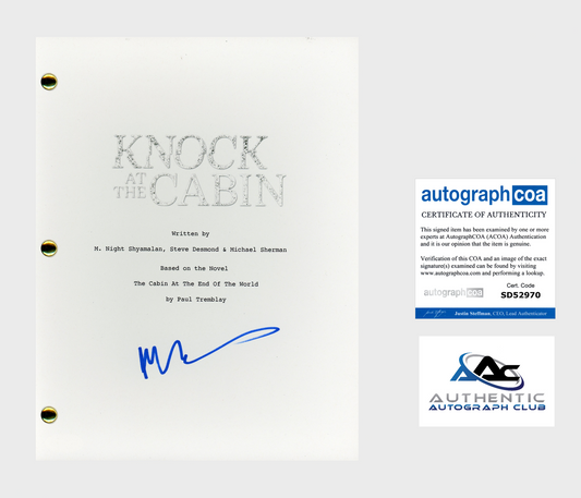 M. NIGHT SHYAMALAN AUTOGRAPH SIGNED KNOCK AT THE CABIN FULL SCRIPT ACOA