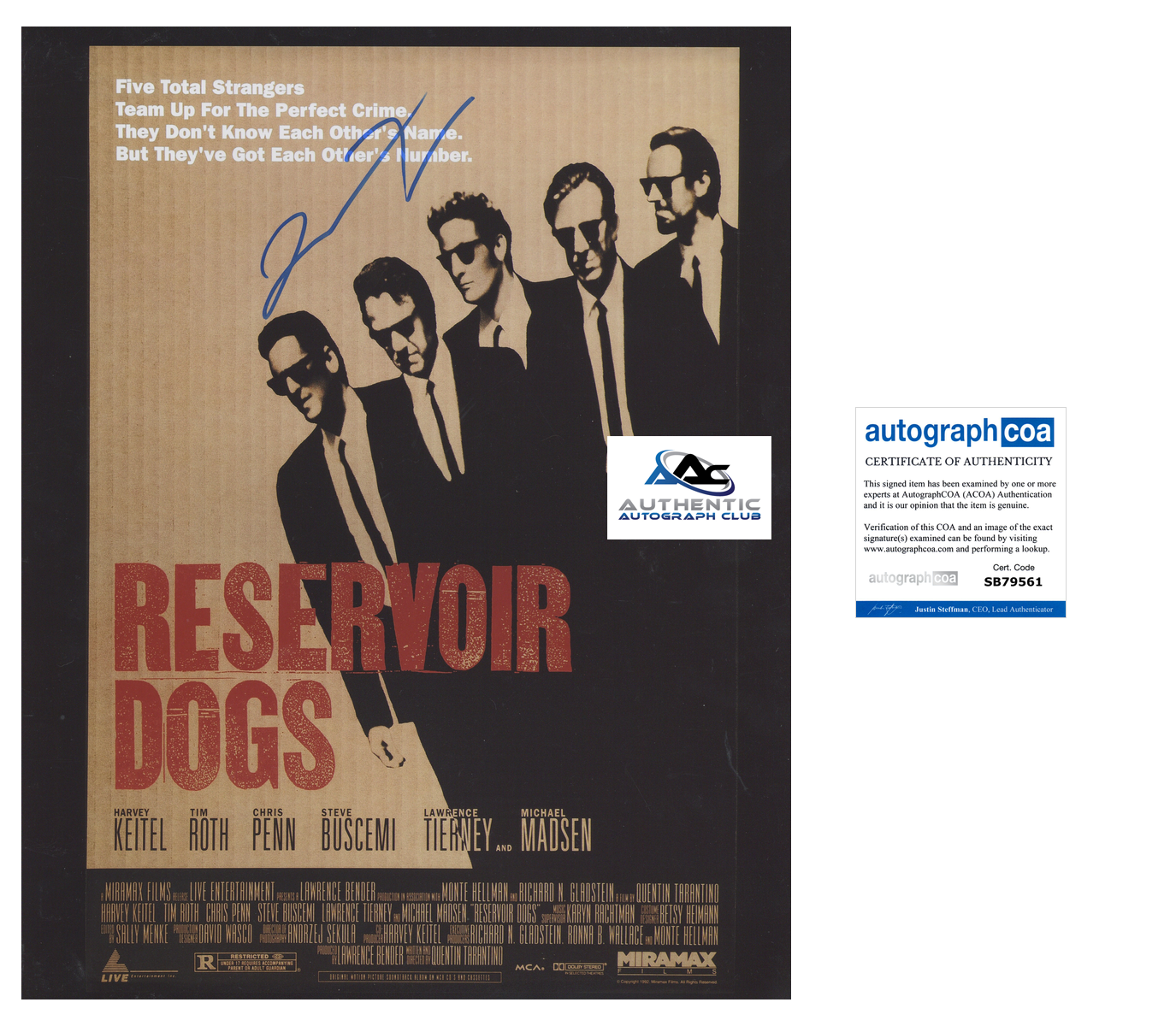 QUENTIN TARANTINO AUTOGRAPH SIGNED 11x14 PHOTO RESERVOIR DOGS ACOA