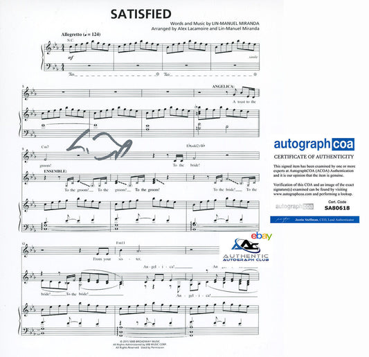 LIN MANUEL MIRANDA AUTOGRAPH SIGNED SHEET MUSIC ACOA