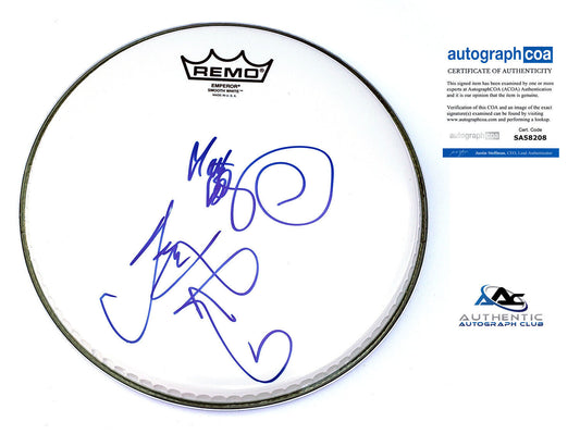 THE MUSE MATT BELLAMY AND DOMINIC HOWARD AUTOGRAPH SIGNED DRUM HEAD ACOA