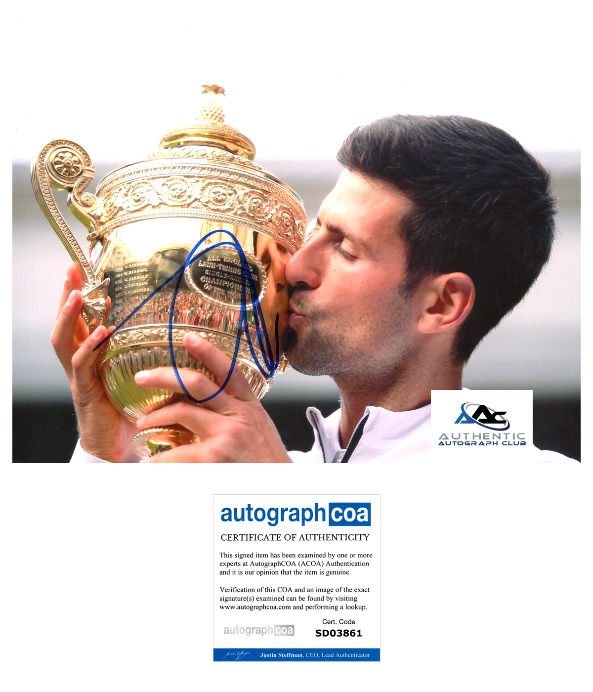 NOVAK DJOKOVIC AUTOGRAPH SIGNED 8X10 PHOTO US OPEN WIMBLEDON TENNIS CHAMPION