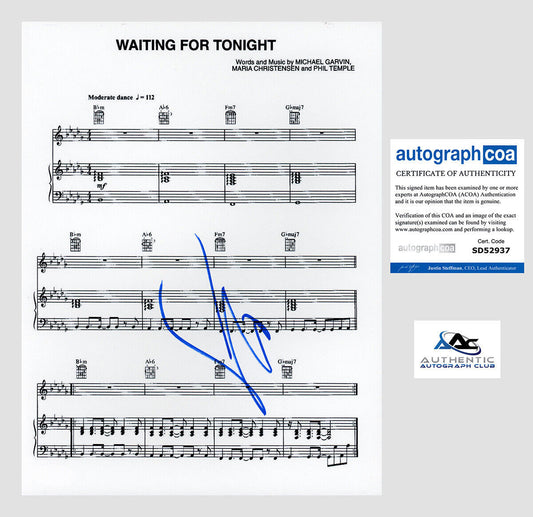 JENNIFER LOPEZ AUTOGRAPH SIGNED SHEET MUSIC WAITING FOR TONIGHT ACOA