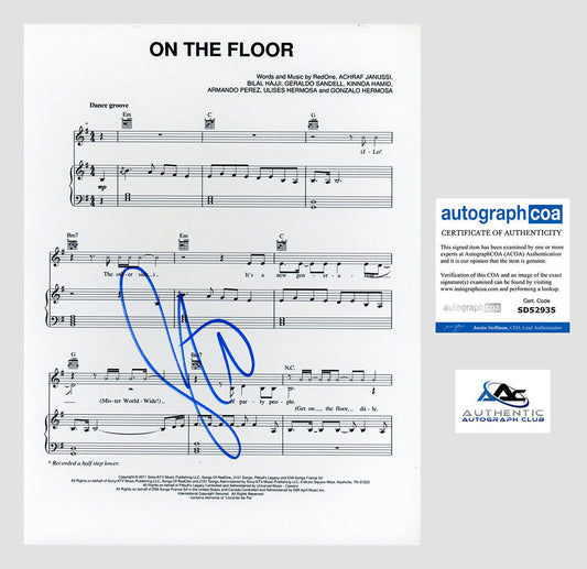 JENNIFER LOPEZ AUTOGRAPH SIGNED SHEET MUSIC ON THE FLOOR ACOA