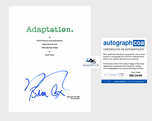 NICOLAS CAGE AND BRIAN COX AUTOGRAPH SIGNED ADAPTATION COMPLTE FULL SCRIPT ACOA