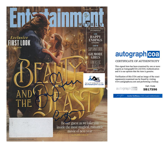 EMMA WATSON DAN STEVENS AUTOGRAPH SIGNED ENTERTAINMENT WEEKLY MAGAZINE ACOA COA