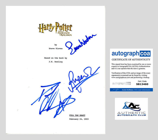 RARE DANIEL RADCLIFFE, RUPERT GRINT AND EMMA WATSON SIGNED HARRY POTTER SCRIPT