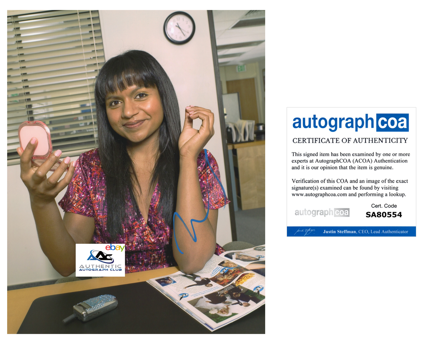 MINDY KALING AUTOGRAPH SIGNED 8X10 PHOTO THE MINDY PROJECT THE OFFICE ACOA