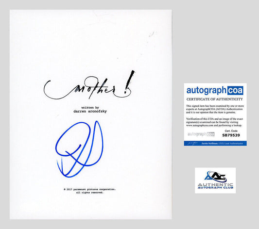 JENNIFER LAWRENCE AUTOGRAPH SIGNED MOTHER FULL SCRIPT ACOA