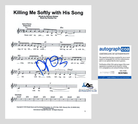 PRAS AUTOGRAPH SIGNED KILLING ME SOFTLY WITH HIS SONG FUGEES SHEET MUSIC ACOA