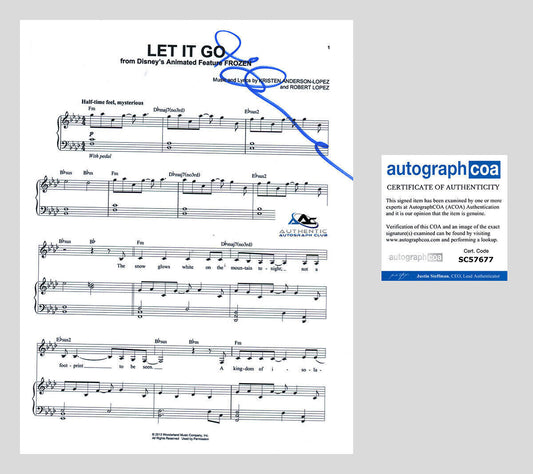 IDINA MENZEL AUTOGRAPH SIGNED FROZEN LET IT GO SHEET MUSIC ACOA