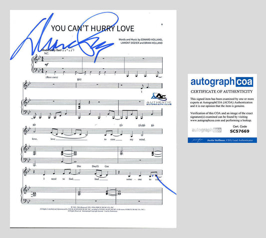 DIANA ROSS AUTOGRAPH SIGNED YOU CAN'T HURRY LOVE SHEET MUSIC ACOA