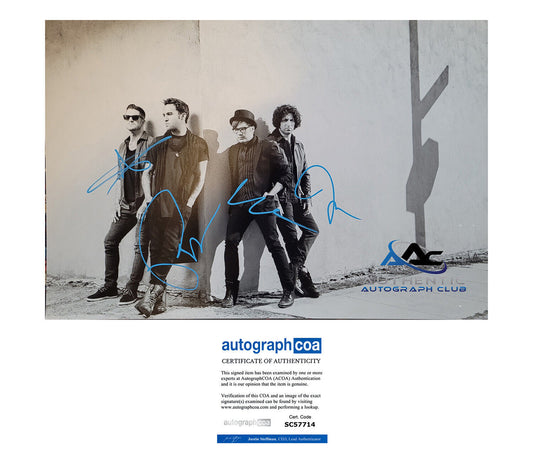 PETE WENTZ, ANDY, JOE, PATRICK AUTOGRAPH SIGNED 12X18 PHOTO FALL OUT BOY ACOA