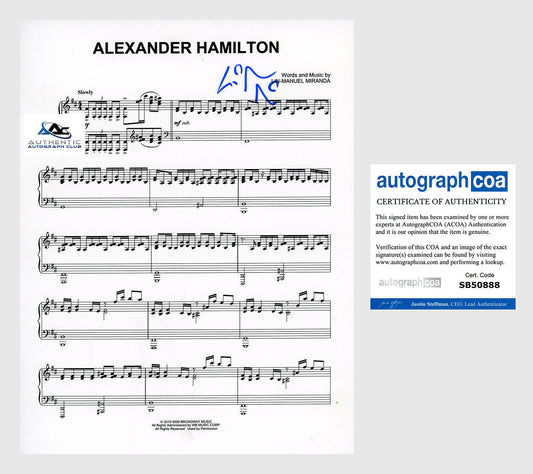 LIN MANUEL MIRANDA AUTOGRAPH SIGNED ALEXANDER HAMILTON SHEET MUSIC ACOA