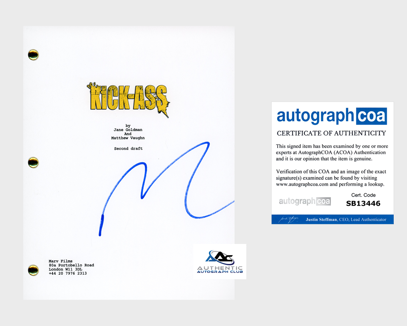 NICOLAS CAGE AUTOGRAPH SIGNED KICK-ASS SCRIPT ACOA