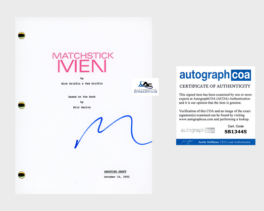 NICOLAS CAGE AUTOGRAPH SIGNED MATCHSTICK MEN SCRIPT ACOA