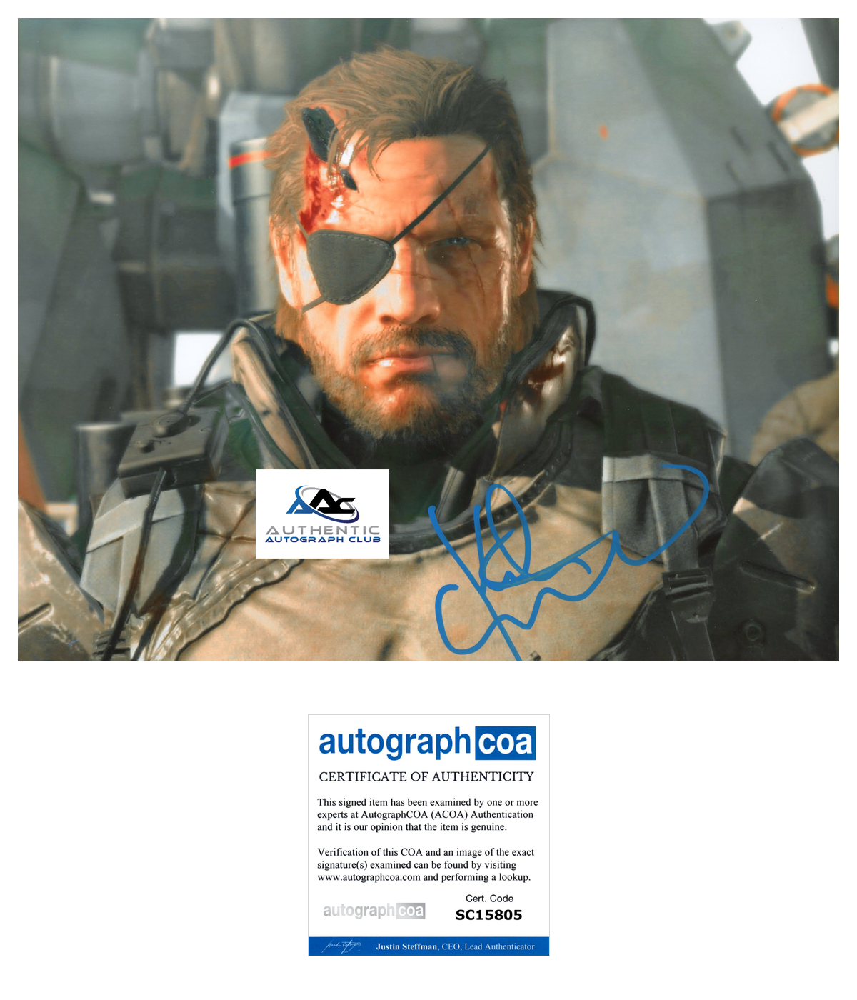KIEFER SUTHERLAND AUTOGRAPH SIGNED 8X10 PHOTO METAL GEAR SOLID SNAKE ACOA