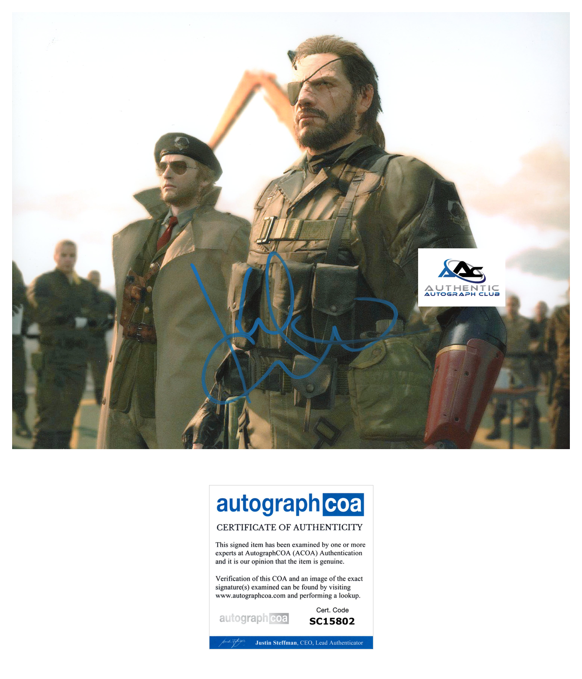 KIEFER SUTHERLAND AUTOGRAPH SIGNED 8X10 PHOTO METAL GEAR SOLID SNAKE ACOA