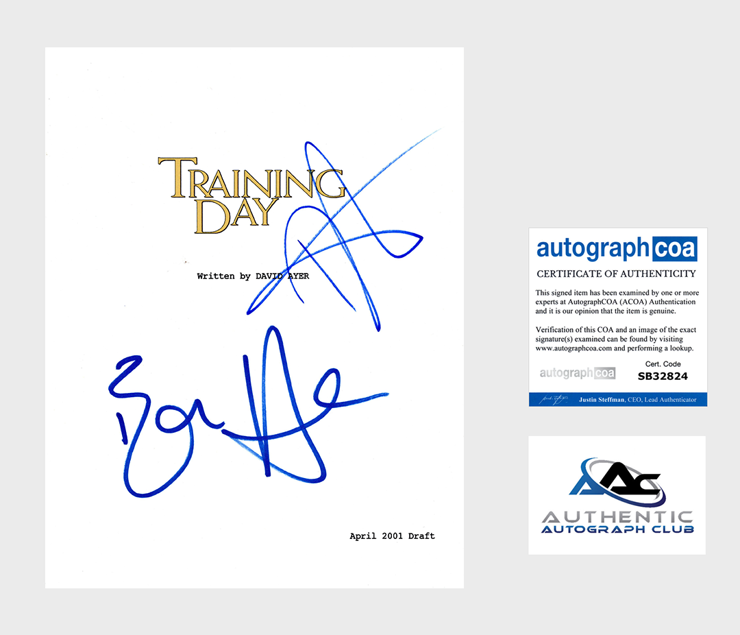 ETHAN HAWKE DENZEL WASHINGTON AUTOGRAPH SIGNED TRAINING DAY FULL SCRIPT ACOA