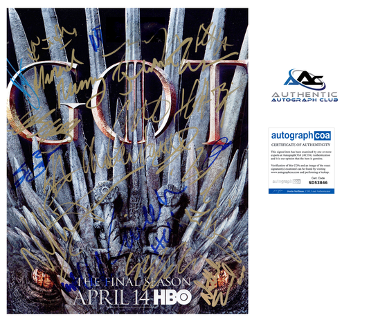 GAME OF THRONES CAST AUTOGRAPH SIGNED 11x14 PHOTO 15 SIGNATURES ACOA