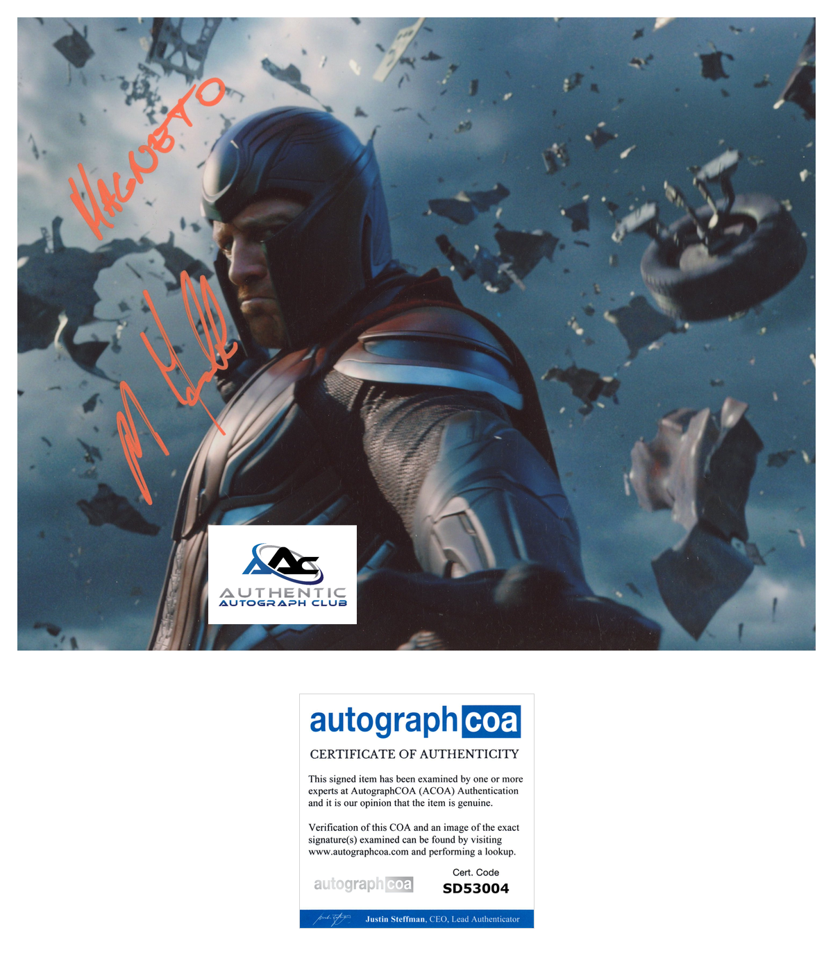 MICHAEL FASSBENDER AUTOGRAPH SIGNED 8X10 PHOTO MAGNETO XMEN X-MEN ACOA