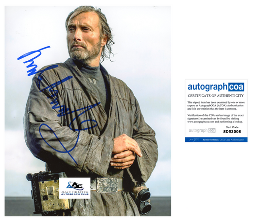 MADS MIKKELSEN AUTOGRAPH SIGNED 8X10 PHOTO STAR WARS ROGUE ONE GALEN ERSO ACOA