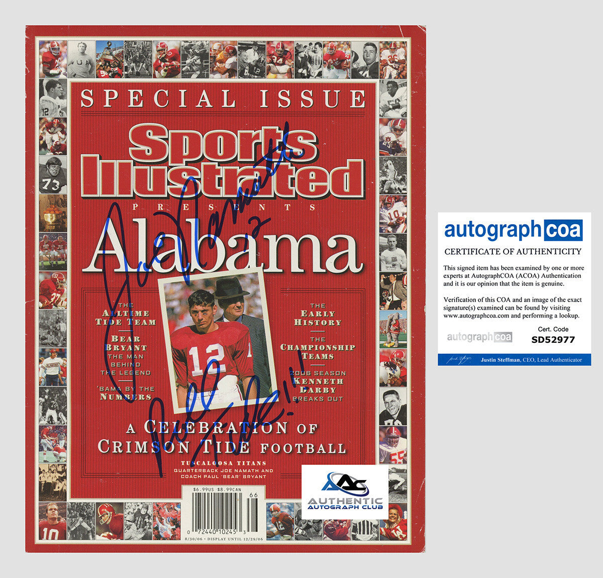 JOE NAMATH AUTOGRAPH SIGNED SPORTS ILLUSTRATED MAGAZINE ACOA