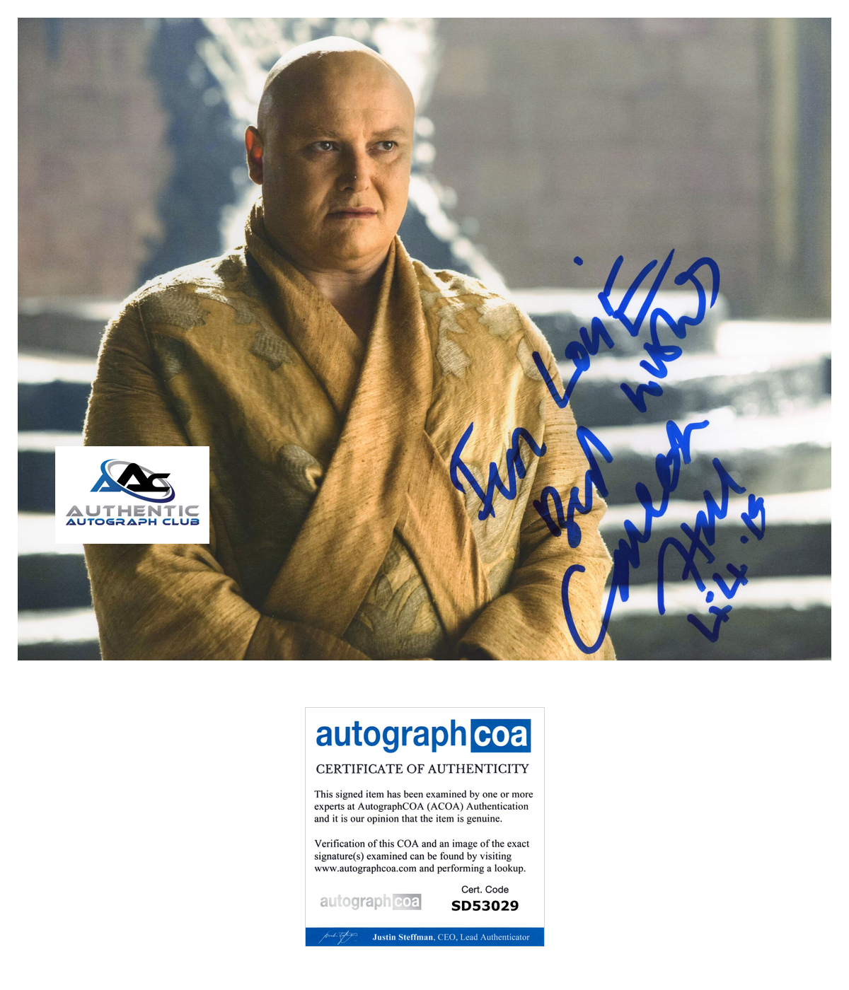 CONLETH HILL AUTOGRAPH SIGNED 8x10 PHOTO GAME OF THRONES ACOA