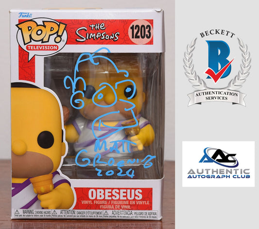 MATT GROENING AUTOGRAPH SIGNED HOMER SIMPSON OBESEUS FUNKO POP BECKETT BAS