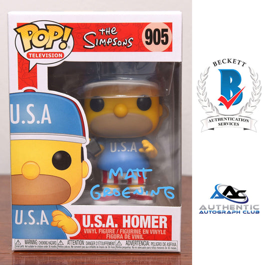 MATT GROENING AUTOGRAPH SIGNED USA HOMER SIMPSON FUNKO POP BECKETT BAS LOA