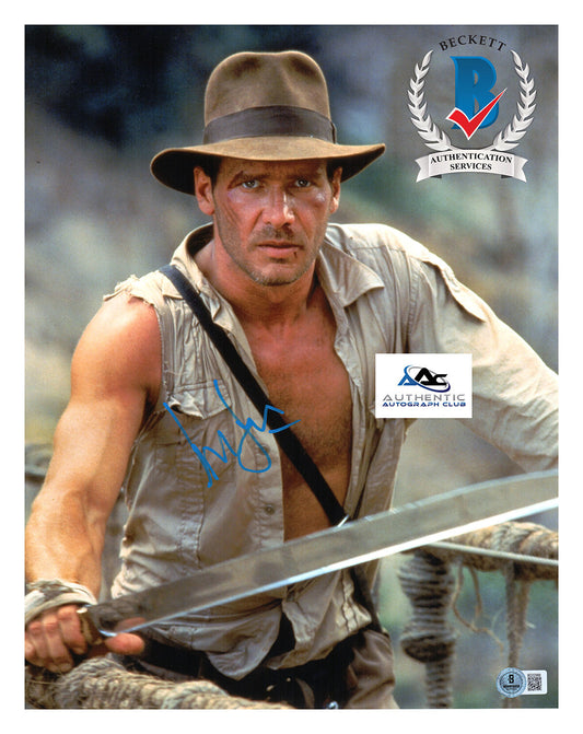 HARRISON FORD AUTOGRAPH SIGNED 11X14 PHOTO INDIANA JONES BECKETT BAS COA LOA