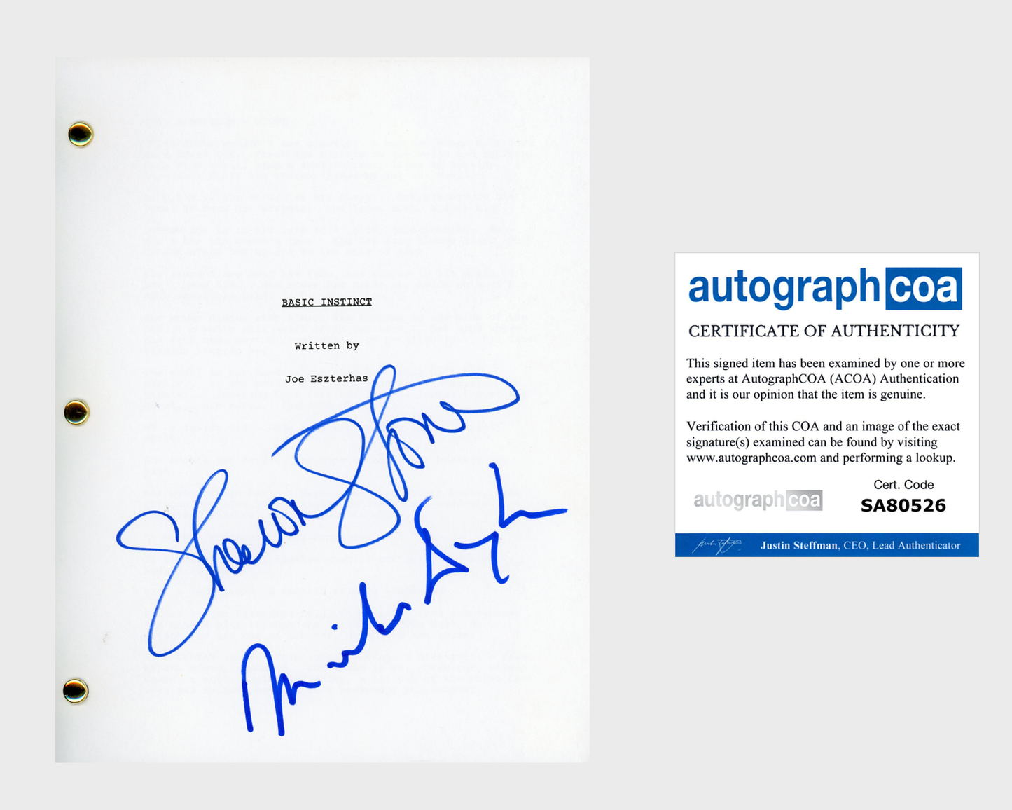 SHARON STONE MICHAEAL DOUGLAS AUTOGRAPH SIGNED BASIC INSTINCT  FULL SCRIPT ACOA