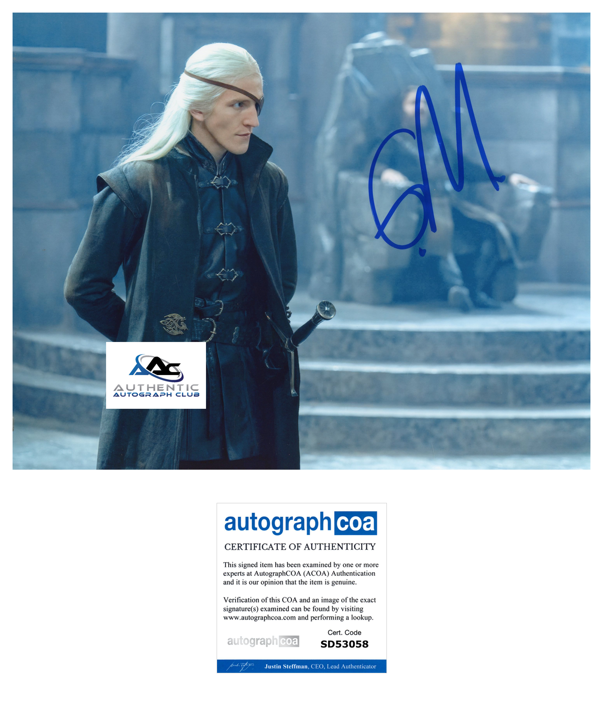 EWAN MITCHELL AUTOGRAPH SIGNED 8X10 PHOTO HOUSE OF THE DRAGON ACOA