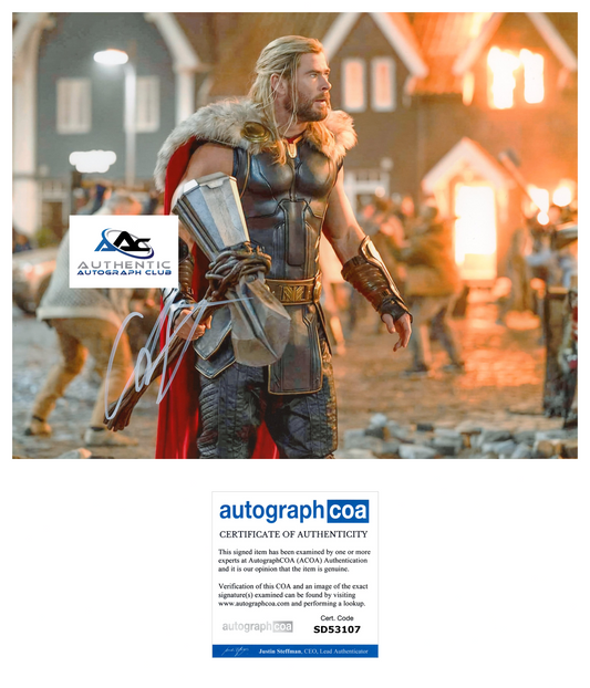 CHRIS HEMSWORTH AUTOGRAPH SIGNED 8x10 PHOTO THOR RAGNAROK MARVEL ACOA