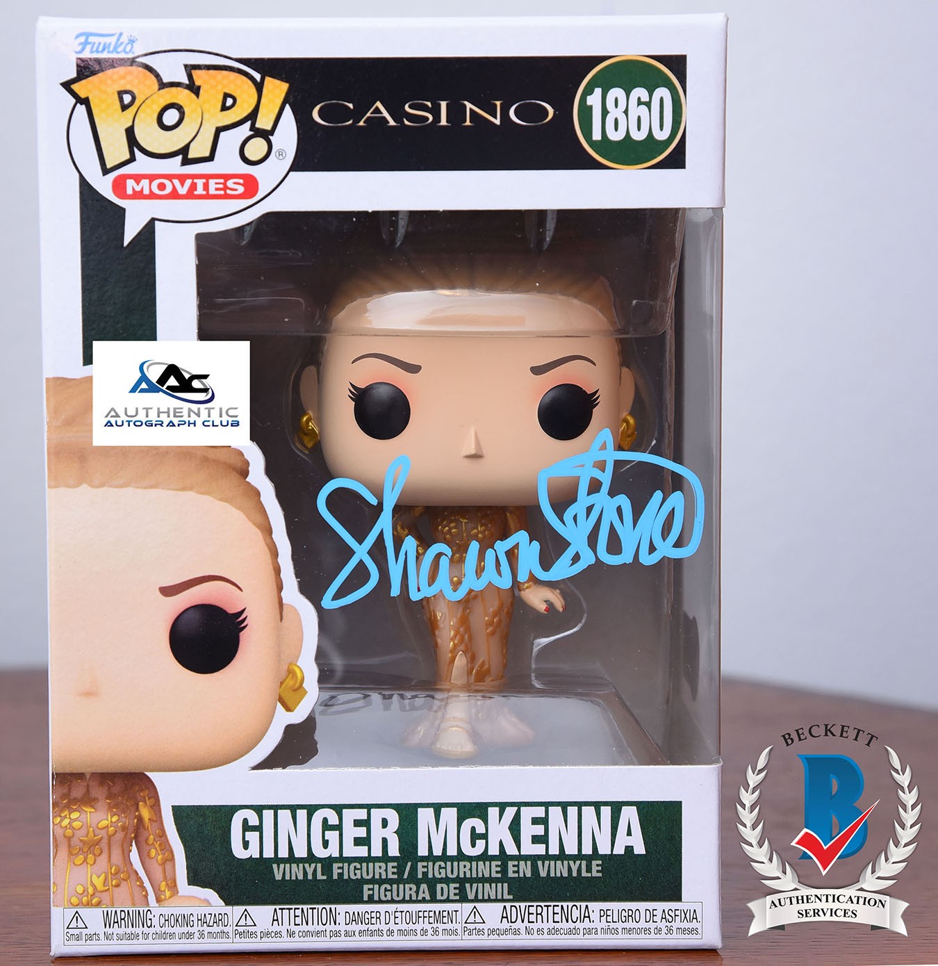 RARE SHARON STONE AUTOGRAPH SIGNED FUNKO POP GINGER MCKENNA CASINO BAS BECKETT